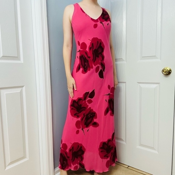 Vintage Dress Maxi Long Floral Pink Barbie Fairy Casual Vacation Size 10 Medium - Picture 1 of 8